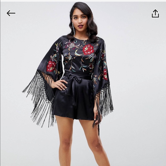 ASOS Design embroidered Fringe romper - Picture 3 of 6